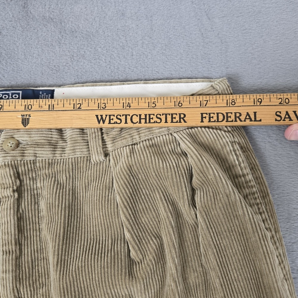 Polo Ralph Lauren Andrew Pleated Corduroy Pants Tan Khaki W38 Vintage 90s - Picture 7 of 11